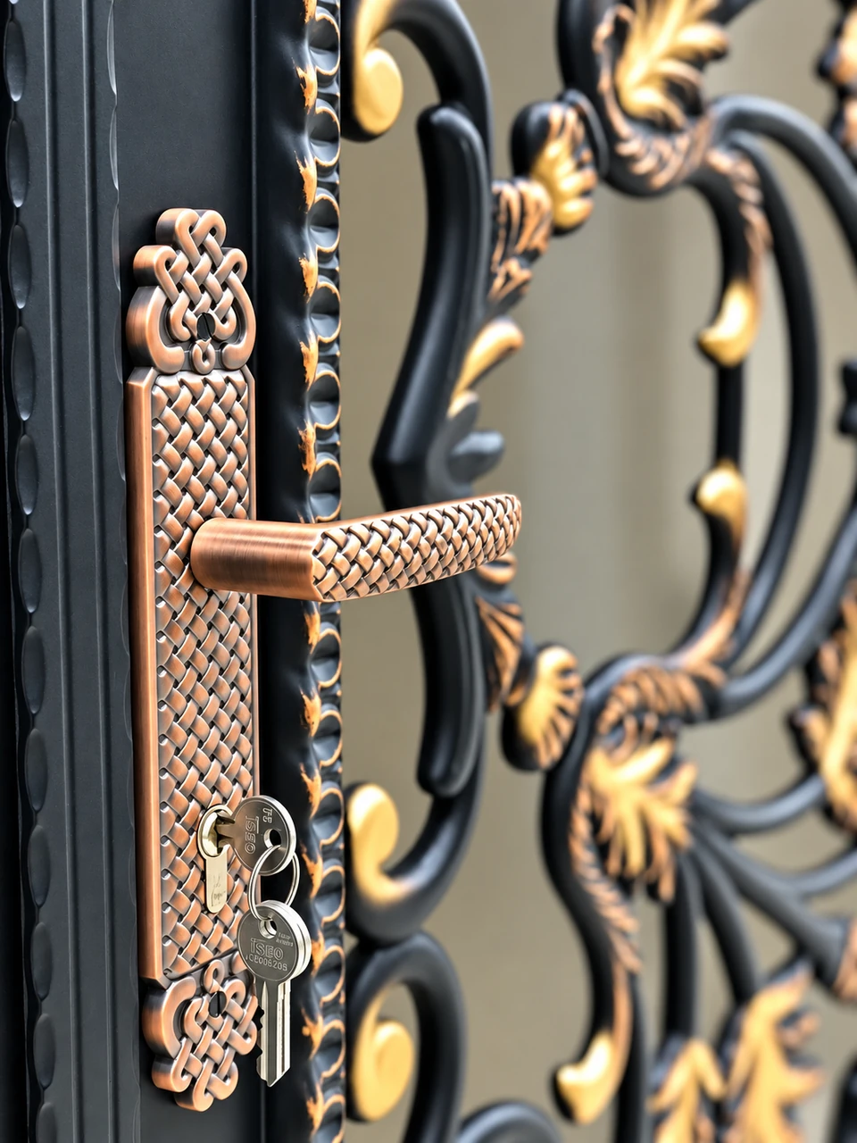 تفاصيل مقبض وزخارف الباب — الحديد المشغول
